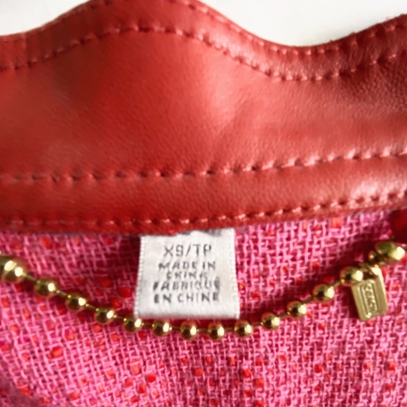 COACH leather-trimmed jacket in magenta fabric - Picture 4 of 8